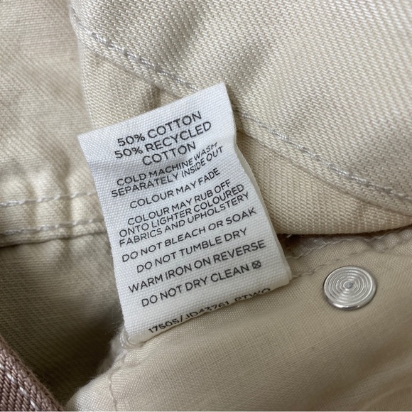 GLASSONS Brown Cream Two Tone Super High Waist Straight Leg Raw Hem Jeans Sz 14 - Picture 6 of 10